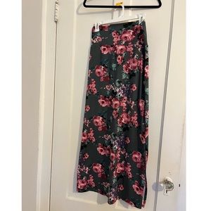 Agnes & Dora grey pink floral brushed maxi skirt